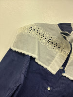 New Women’s Panhandle Slim Blue Polkadot Long Sleeve Button Up Size 32 3B-5