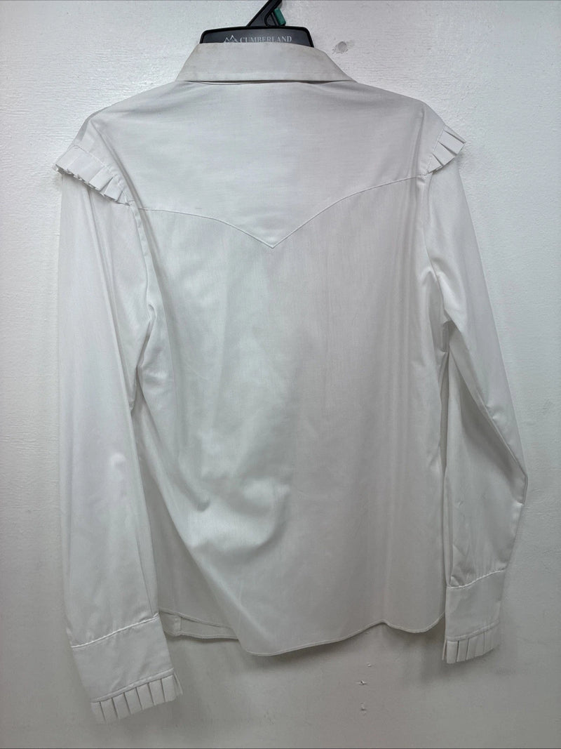New Women’s H Bar C White Long Sleeve Pearl Snap Size 38 YY-115