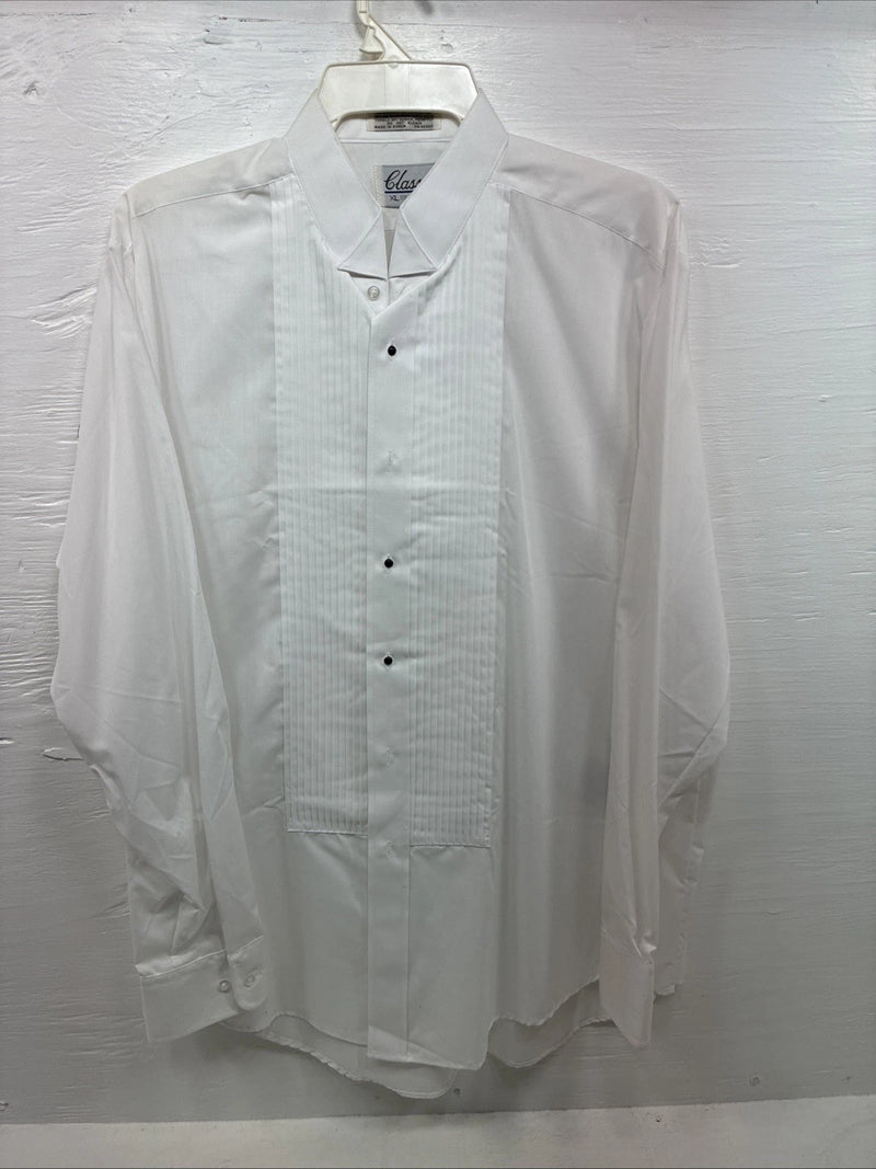 New Classix White Long Sleeve Button Up English Shirt XL AA-49