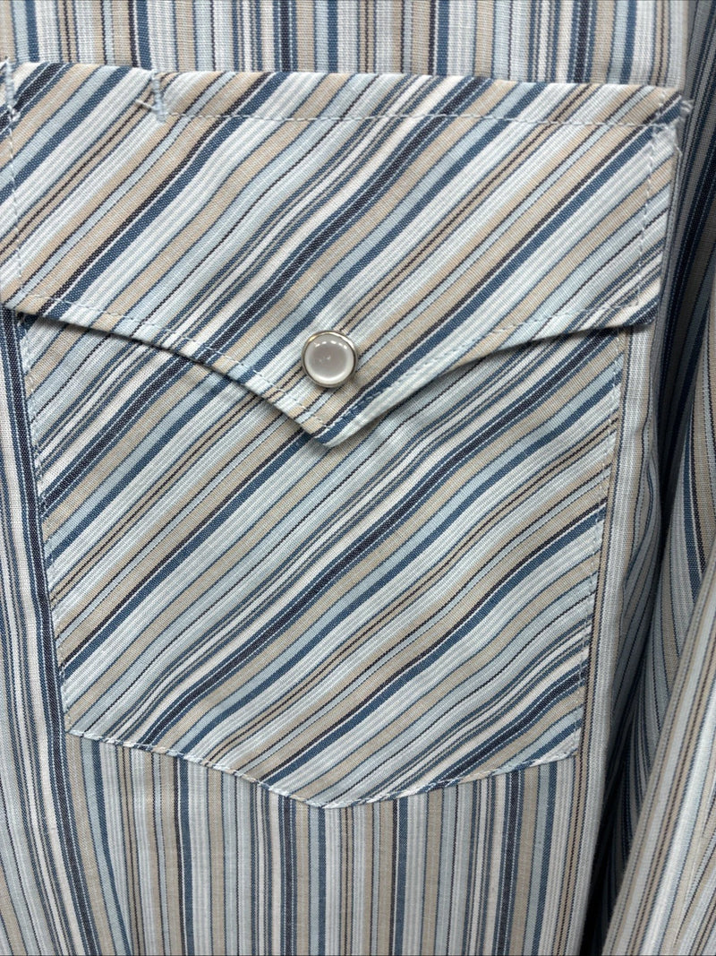 New Men’s White Horse Multiple Color Stripe Long Sleeve Pearl Snap 2XL H-48