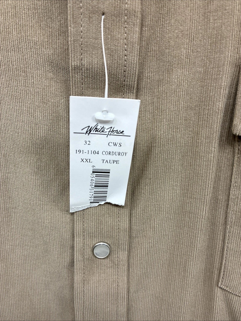 New Men’s White Horse Brown Long Sleeve Pearl Snap 2XL H-53