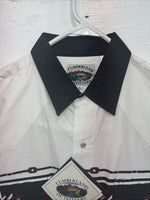 New Men’s Cumberland White Purple Western Long Sleeve Pearl Snap Large V-63