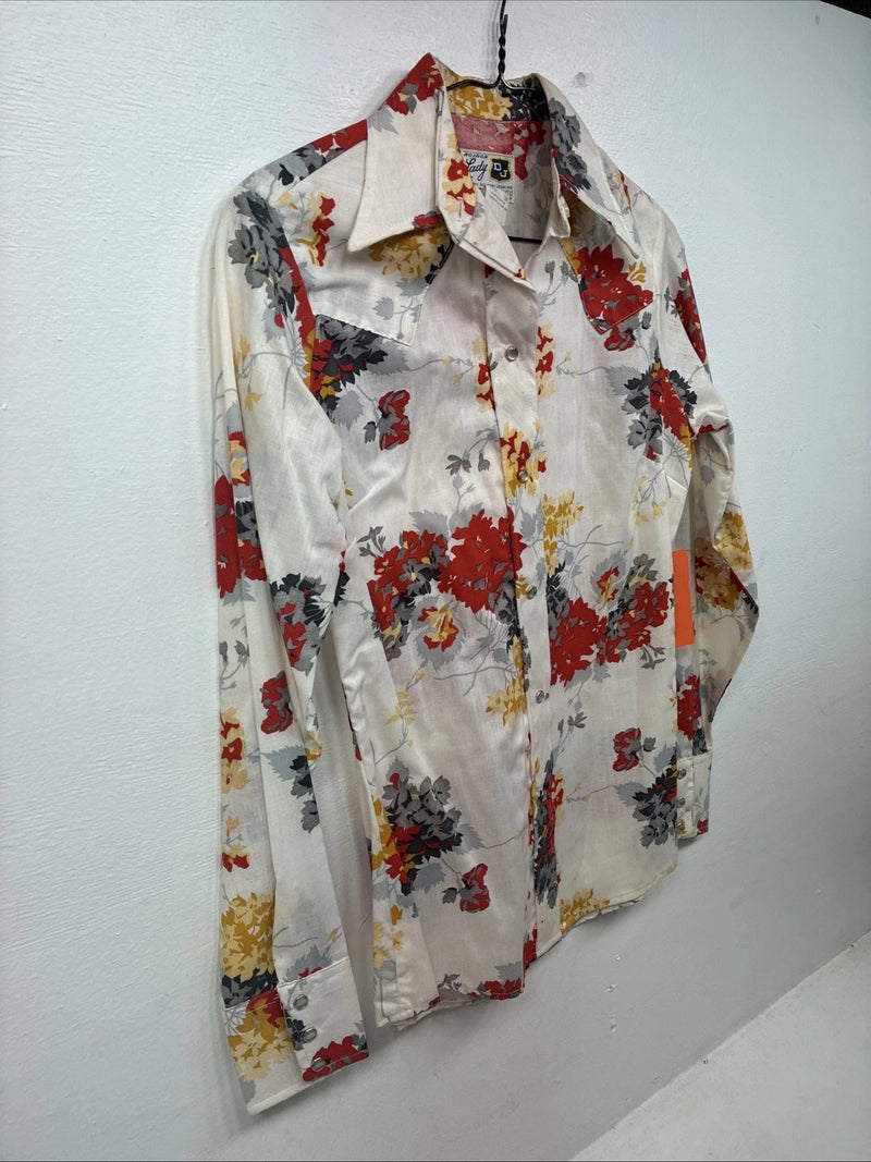 New Women’s Dickson Jenkins Floral Long Sleeve Pearl Snap Size 30 KK-3