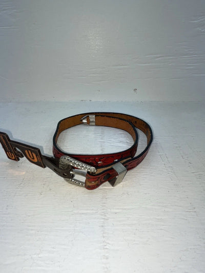 New Red Genuine Leather Chambers Tooled 20” Belt #WY347 NN-52