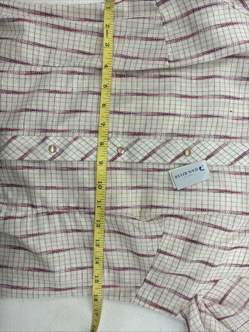 New Women’s Dan River Multicolor Design Long Sleeve Pearl Snap Size 10 KK-7