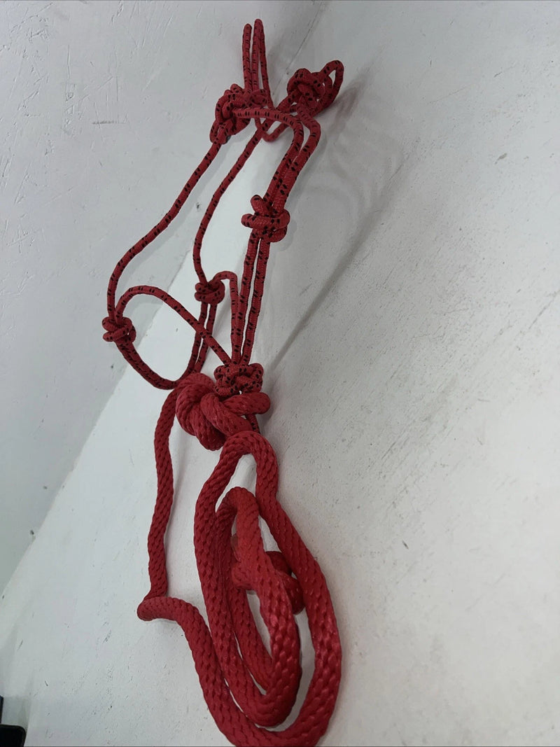 New Tough Red 1 Poly Rope Halter And 8” Lead Rope #50-1010 G-505