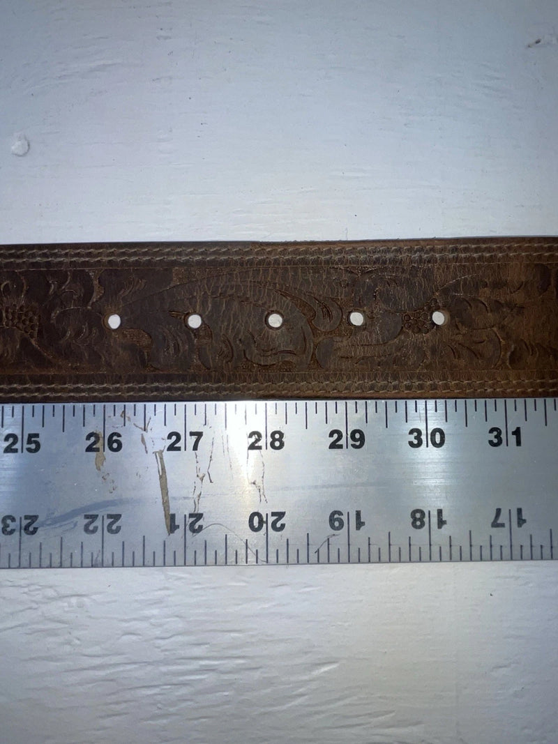 New Brown Genuine Leather Tooled 28” Belt #8090 JJ-40