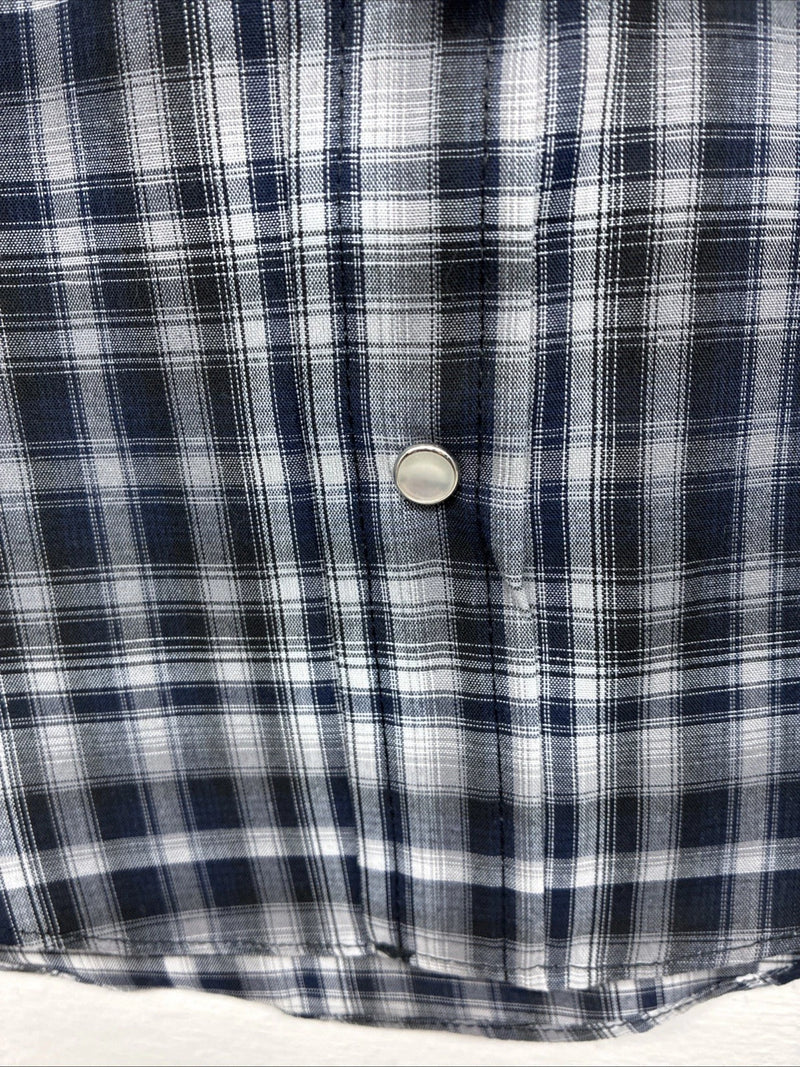 New Kids ELY Cattleman Black Plaid Long Sleeve Pearl Snap Size 5 DD-149
