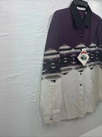 New Women’s Cumberland Purple Western Long Sleeve Button Up Pearl Medium V-59