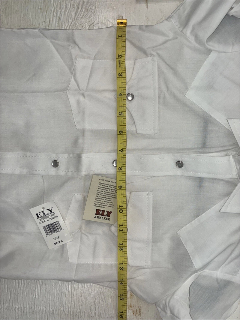 New Kids ELY Cattleman White Long Sleeve Pearl Snap Size 8 DD-51