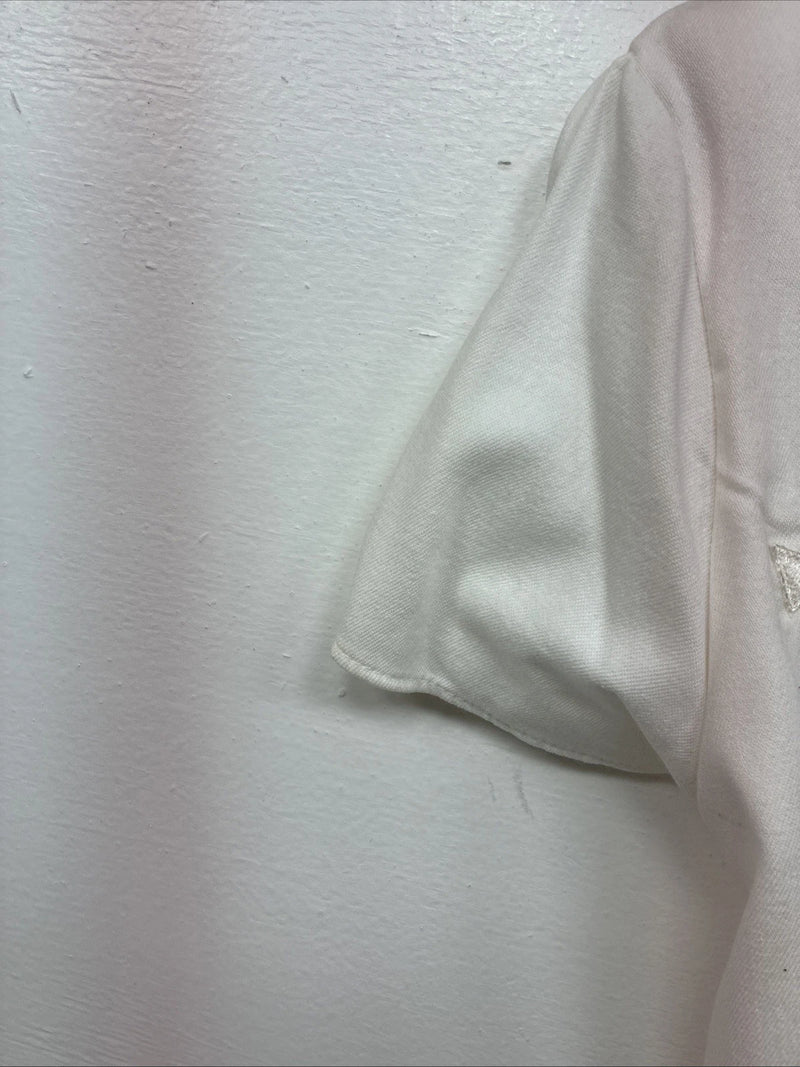 New Women’s Demum Jeans White Short Sleeve Button Up Shirt Medium YY-87
