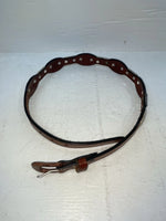 New Brown Genuine Leather M&F Silver Pendent 26” Belt #3219754 NN-35