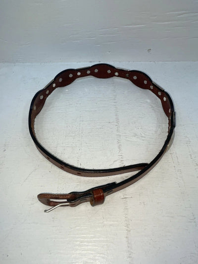 New Brown Genuine Leather M&F Silver Pendent 26” Belt #3219754 NN-35