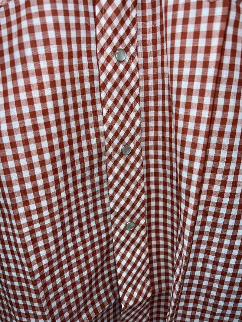 New Men’s Red Plaid Western Shirt Works Short Sleeve Button Up Shirt 15.5 M S-40