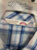 Me Women’s Cumberland Blue Plaid Long Sleeve Pearl Snap XL II-92
