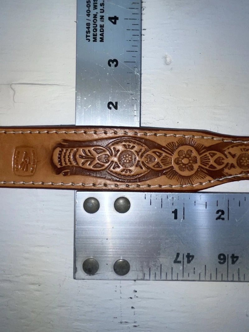 New Brown Genuine Leather Western Express Pendent And Tooled 32” Belt JJ-52