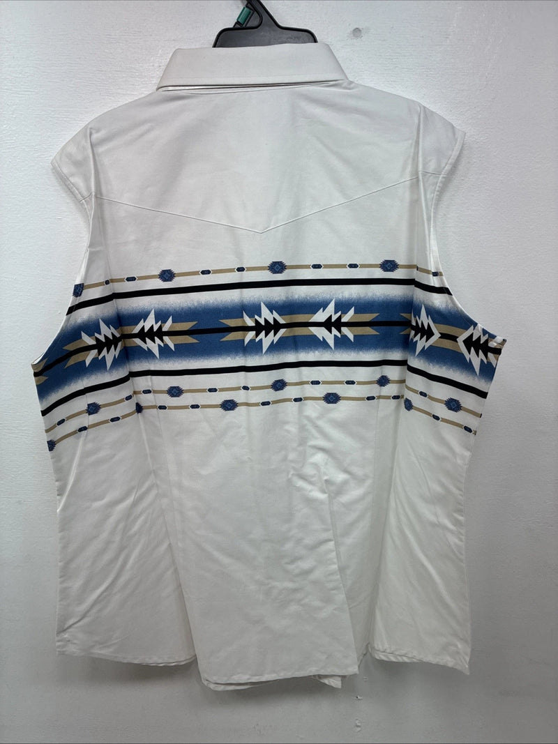 New Women’s Cumberland White Deign Short Sleeve Pearl Snap XL II-28
