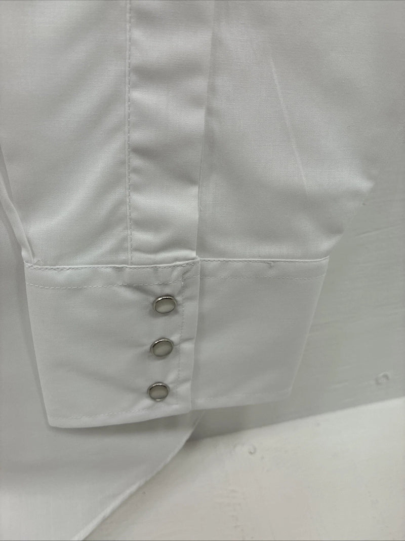 New Men’s ELY Cattleman White Long Sleeve Pearl Snap 19.5 2XL F-56