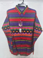 New Men’s Wrangler Multicolor Stripe Long Sleeve Button Up 17.5 X 35 XL V-58