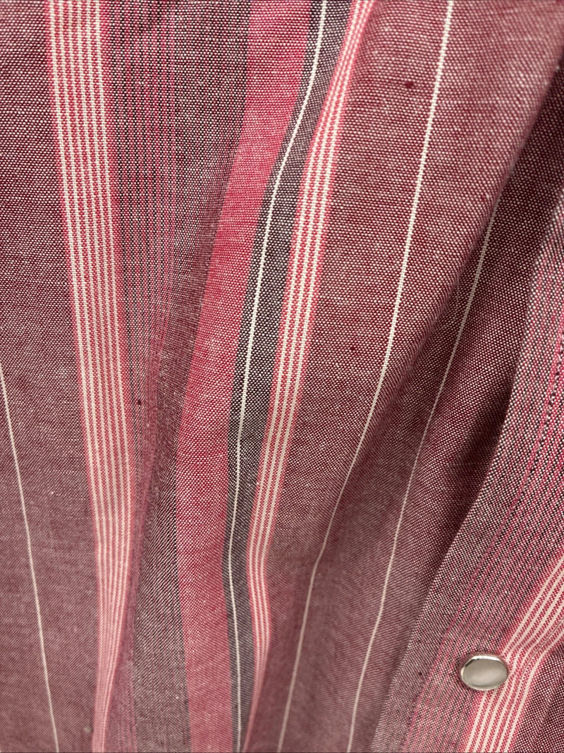 New Men’s H Bar C Pink Stripe Long Sleeve Pearl Snap Large X-54