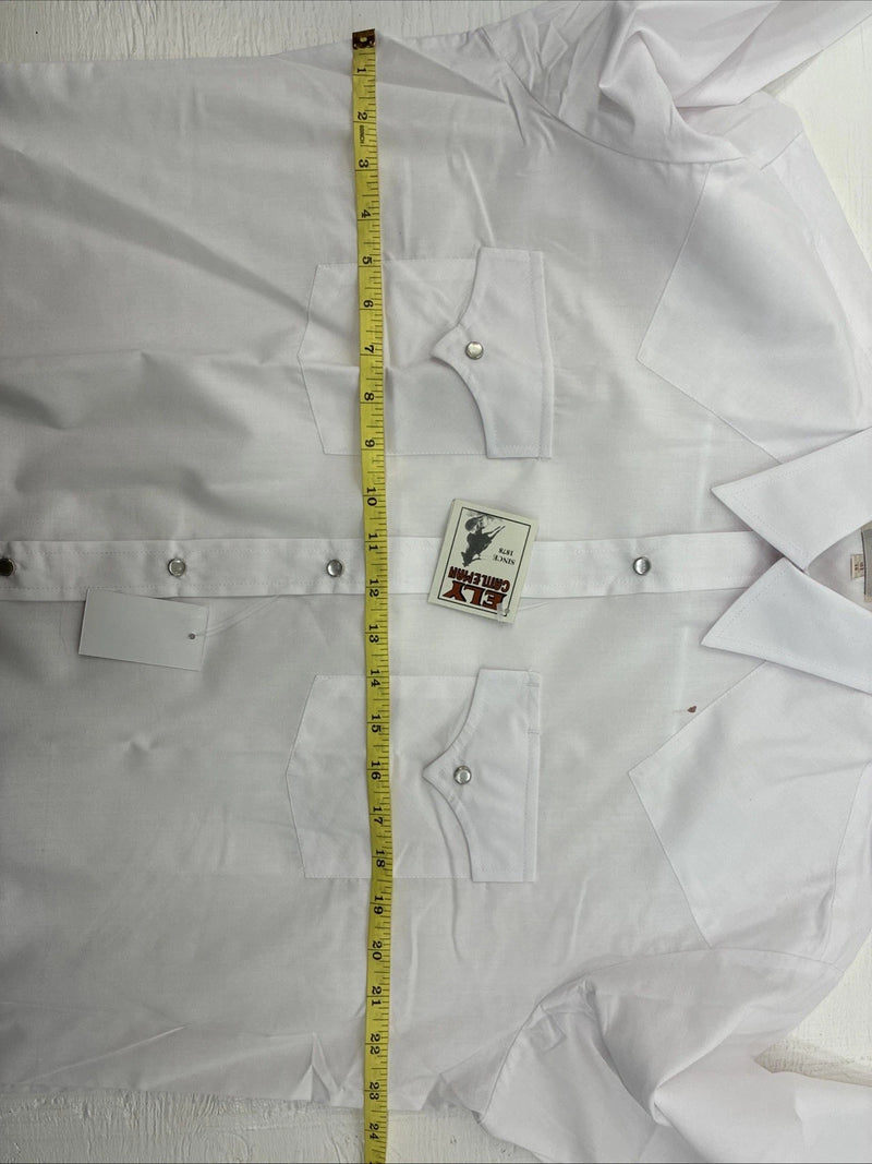 New Men’s ELY Cattleman White Long Sleeve Pearl Snap 16.5 X 36 Large X-105