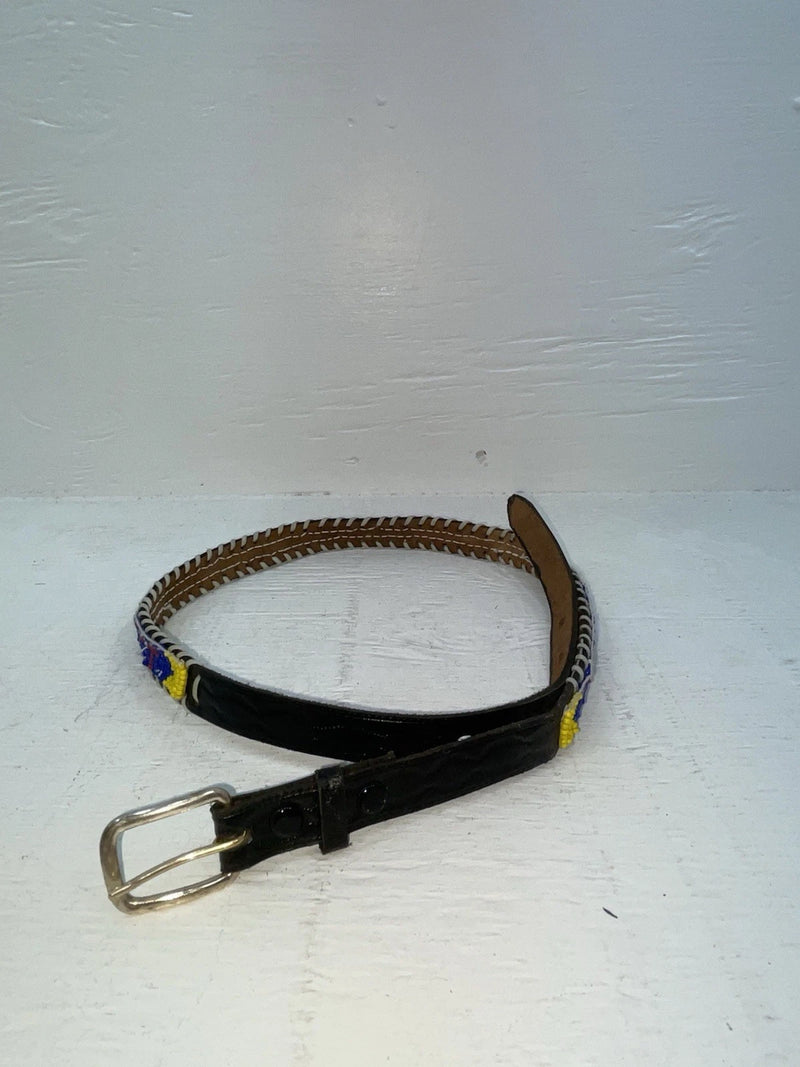 New Black Genuine Leather Beaded 30” Belt NN-9