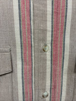 New Men’s Panhandle Slim Brown Red stripe Long Sleeve Button Up Large V-41