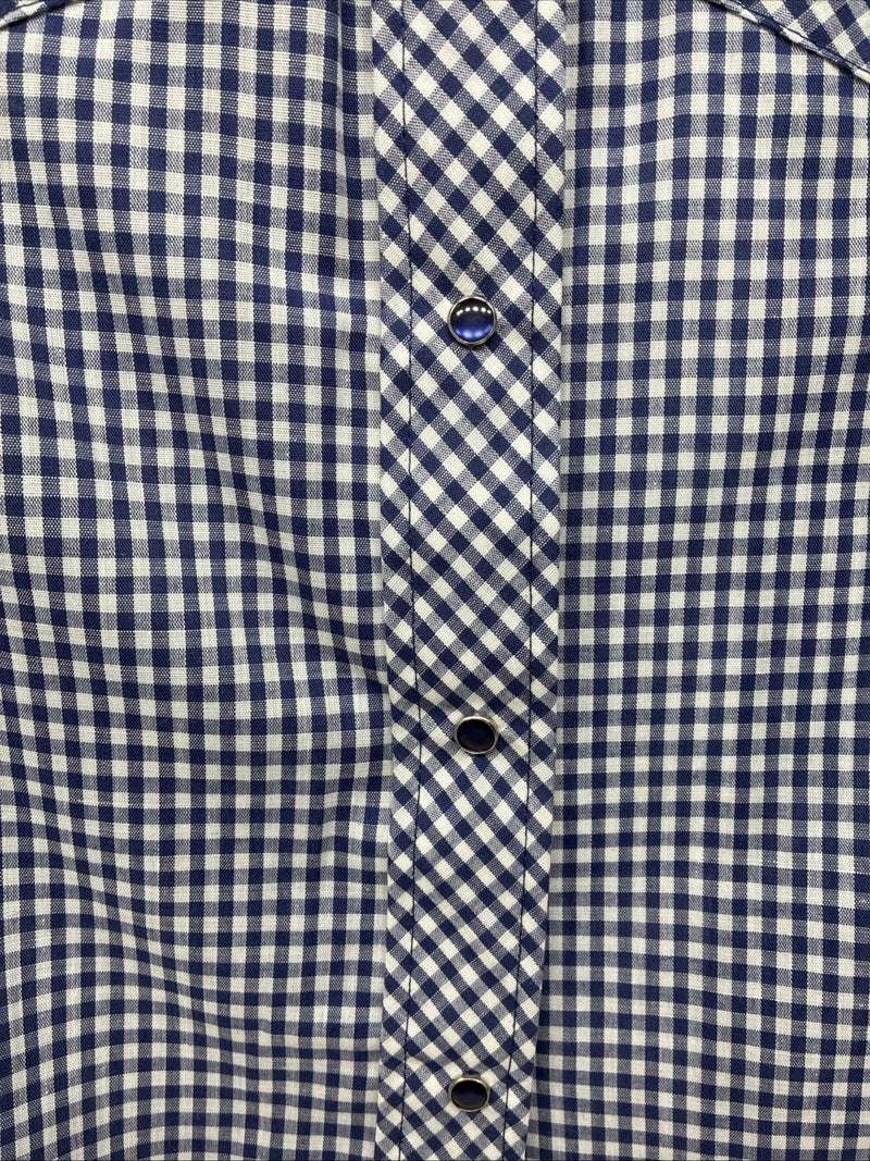 New Women’s Dickson Jenkins Blue Checker Long Sleeve Pearl Snap Size 32 LL-78