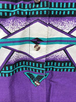 New Men’s Cumberland Black Purple Design Long Sleeve Button Up Medium K-75