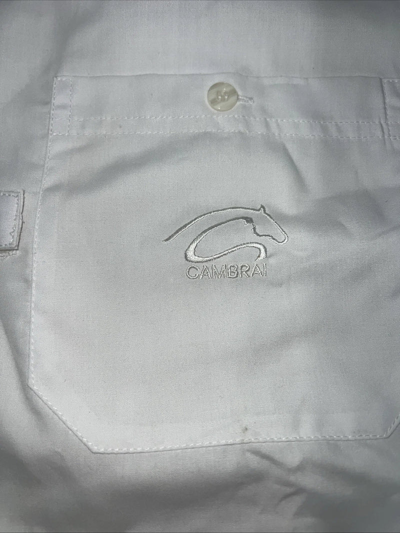 New Men’s White Cambrai Short Sleeve English Riding Shirt. Small G-37
