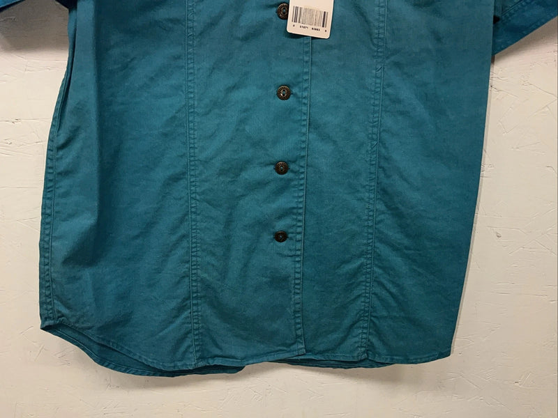 New Women’s Blue Wrangler Short Sleeve Denim Button Up Shirt #76670 M 3C-44