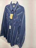 New Men’s ELY Cattleman Purple Stripe Western Long Sleeve Pearl Snap XL R-56