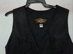 New Women’s Universal Rider Black Leather Fringe Biker Vest Large S-600