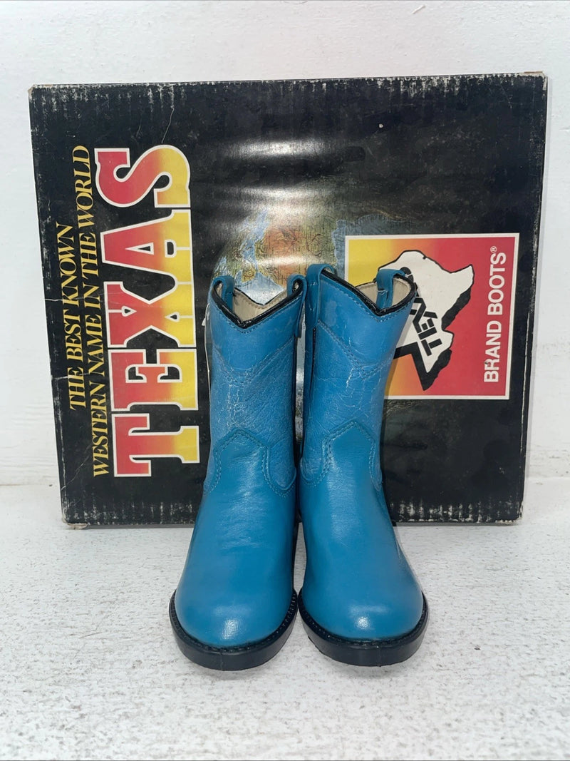 New Kids Blue Texas Brand Cowboy Boots. I 238 4 D. 22-58