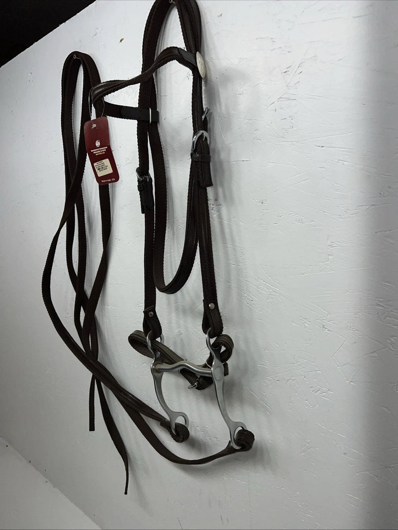 New Tough 1 Brown Nylon Browband Headstall With Bit Split Reins #42-7499 W-33