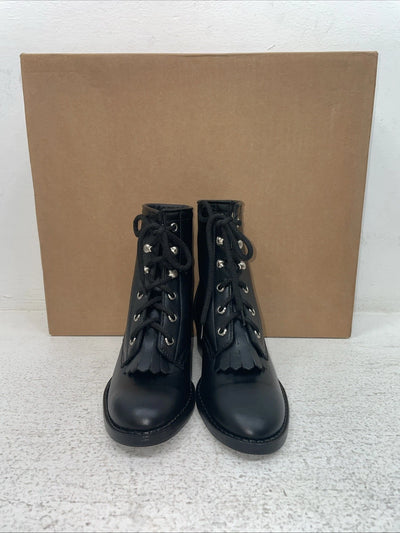 New Kids Black Lace Up American West Cowboy Boots. 2120 12.5 12 1/2 D. 23-21