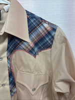 New Men’s Champion Western Tan Design Long Sleeve Pearl Snap 15 Medium X-6