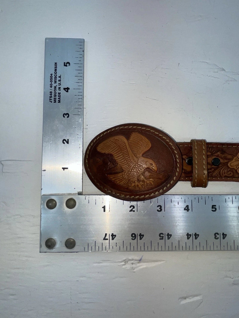 New Brown Genuine Leather Eagle Tooled 34” Belt #WS641 Z-139