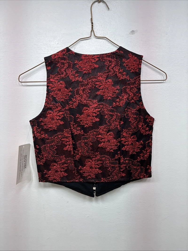 New Women’s 1849 RanchWear Red Designed Sleeveless Zip Up Vest Small YY-55