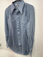 New Men’s Miller Blue Deigned Long Sleeve Pearl Snap 15.5 Medium II-102