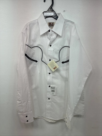 New Kids ELY Cattleman Western White Long Sleeve Pearl Snap Large DD-60