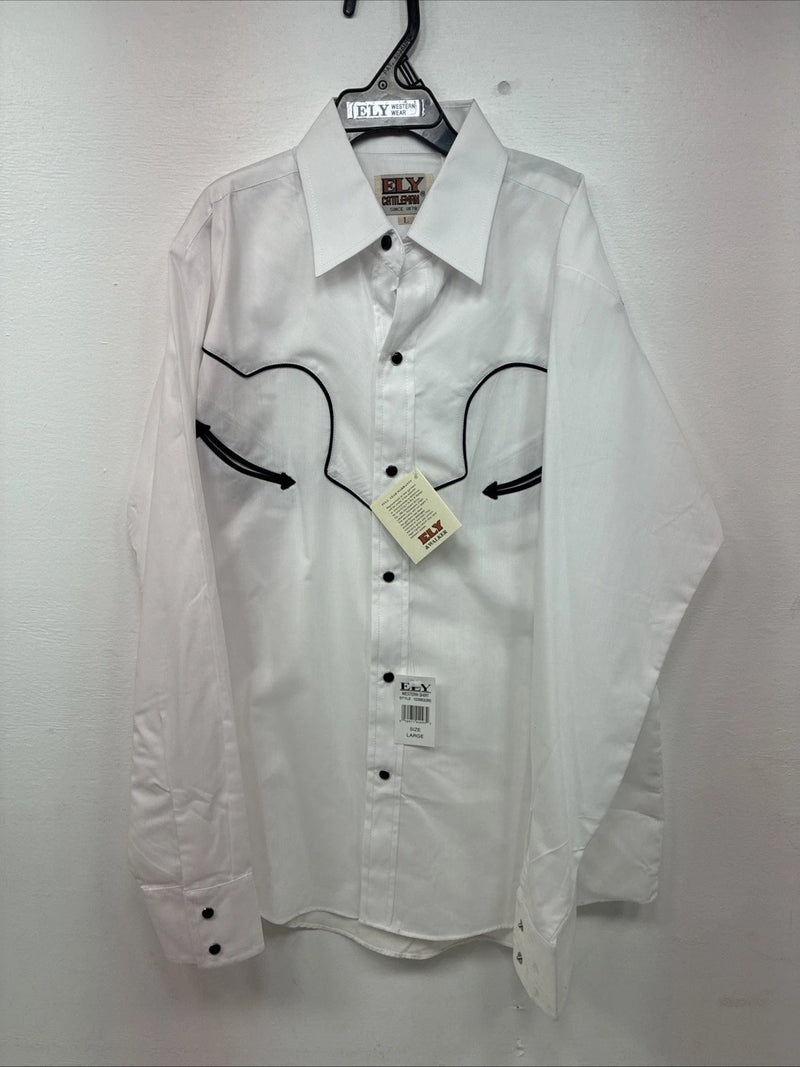 New Kids ELY Cattleman Western White Long Sleeve Pearl Snap Large DD-60
