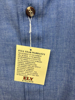 New Men’s ELY Cattleman Blue Long Sleeve Button Up 20.5 X 36 4XL E-103