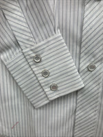 New Kids White Horse Gray Stripe Long Sleeve Pearl Snap Medium DD-54