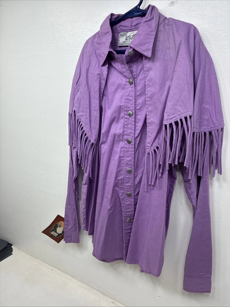 New Women’s Mine & Bills Purples Fringe Long Sleeve Button Up Size Large TT-70