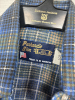 New Women’s Panhandle Slim Blue Plaid Long Sleeve Pearl Snap Size 30 KK-91