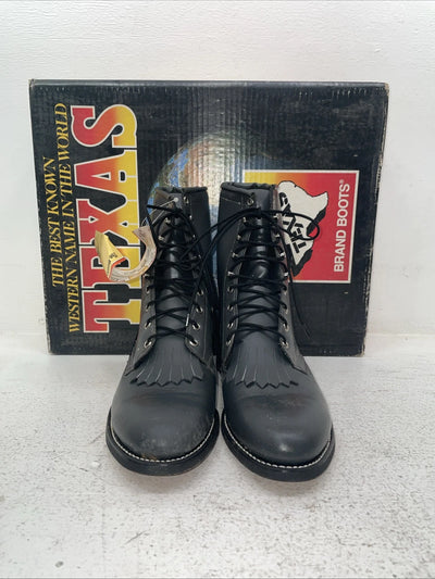 New Men’s Gray Lace Up Texas Brand Cowboy Boots. 8852 9 E E. 3-35