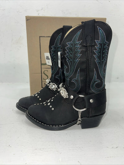 New Children’s Black Smokey Mountain Cowboy Boots. 3283c 9.5 9 1/2 R. 24-22