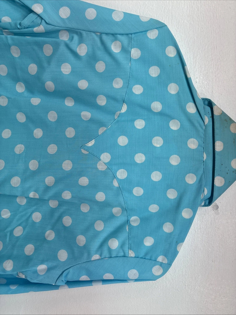 New Women’s Rockmount Blue Polkadot Long Sleeve Pearl Snap Size 32 KK-97