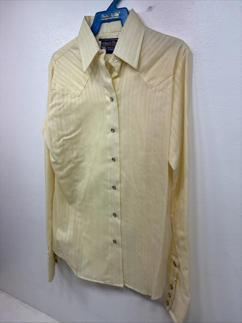 New Women’s Panhandle Slim Yellow Long Sleeve Pearl Snap Size 8 KK-63 
